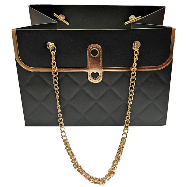 Gold Chain Mini Floral Purse - Pink