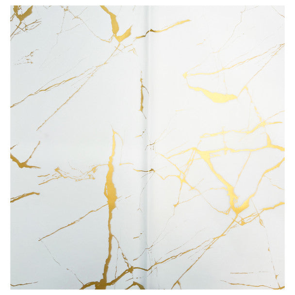 Gold Marbled White Floral Wrapping Paper - 1 Sheet