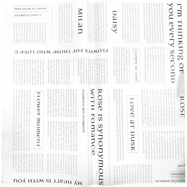 Newspaper Print Floral Wrapping Paper - 1 Sheets