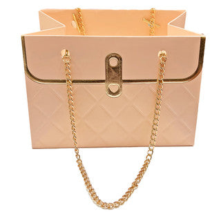 Gold Chain Mini Floral Purse - Pink