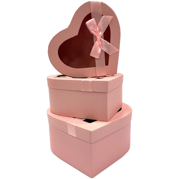 Pink Floral Heart Box with Window