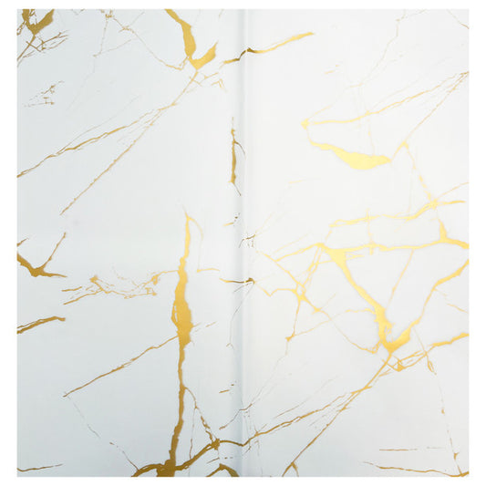 Gold Marbled White Floral Wrapping Paper - 1 Sheet