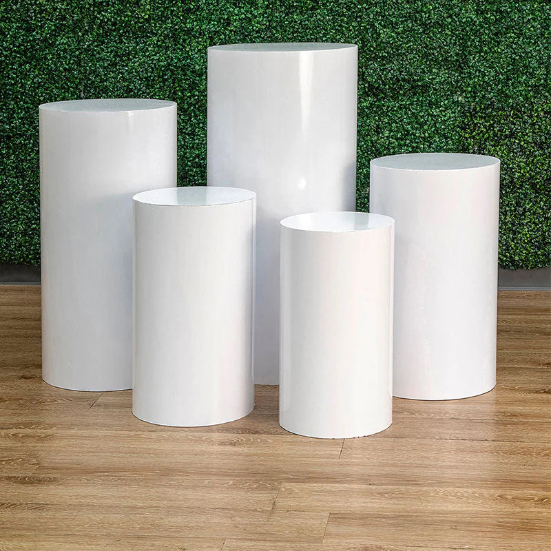 Metal Cylinder Pedestal Display Stands - White